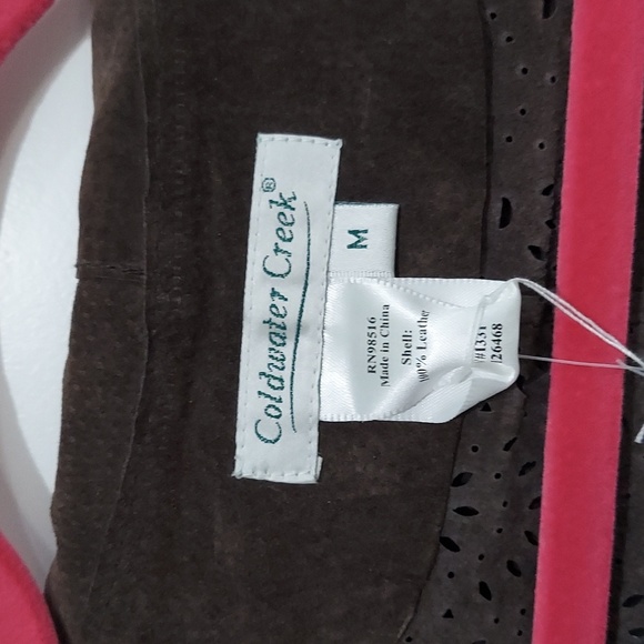 Vintage Punch Out Brown Eyelet Suede Leather Jacket Medium Coldwater Creek #858 - Picture 2 of 7